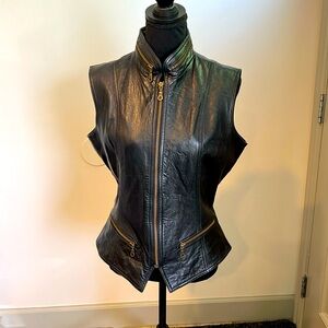 Beautiful black leather vest with zipper accents. Size M Nordstrom.